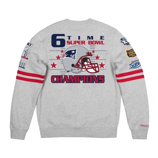 SUDADERA NEW ENGLAND PATRIOTS "ALL OVER PRINT FLEECE CREW" MITCHELL AND NESS