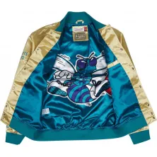 chaqueta charlotte hornets mitchell and ness fashion lw satin jacket light gold