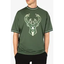 Camiseta Milwaukee Bucks - Nba Mesh Team Logo Oversized New Era - Verde