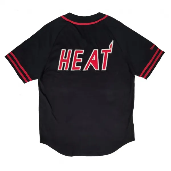 Beisbolera Mitchell and Ness Miami Heat "NBA Fashion Cotton" Negra