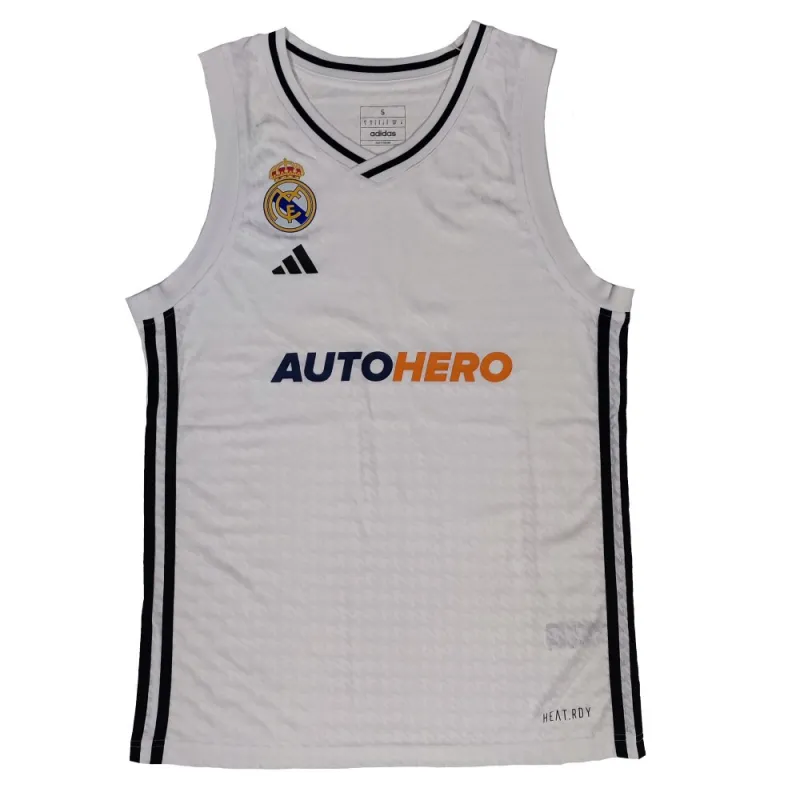 Camiseta Real Madrid Baloncesto Primera Equipación Oficial de Adidas en Blanco