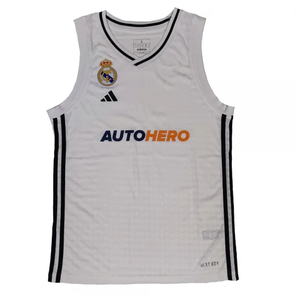 Camiseta Real Madrid Baloncesto Primera Equipación Oficial de Adidas en Blanco