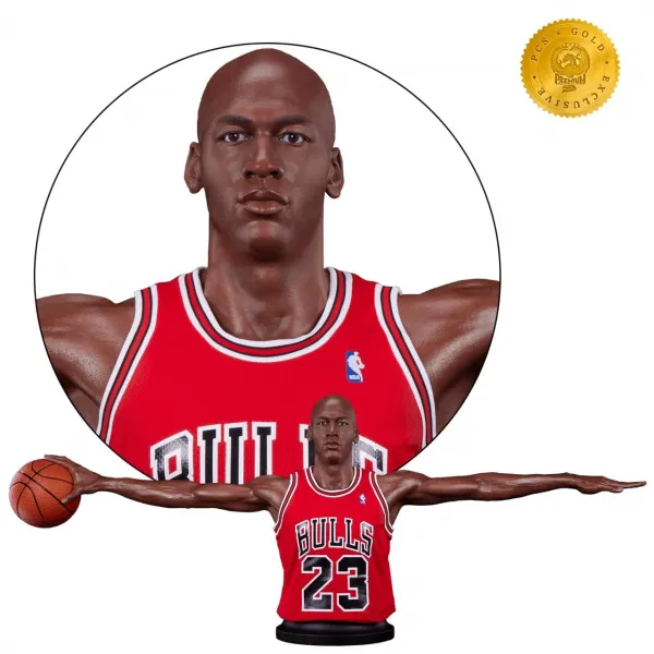 Figura Michael Jordan con Chicago Bulls - Estatua Busto "Wings" Gold EX 1/1 PCS 81cms