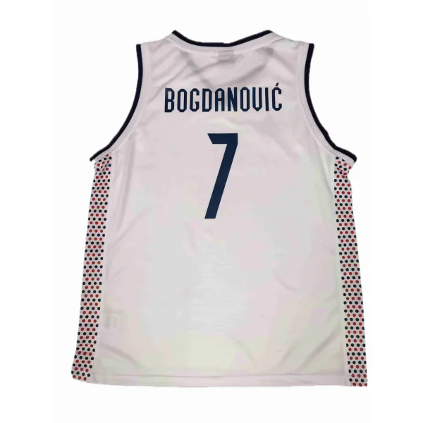 Camiseta baloncesto Bogdan Bogdanovic Serbia Paris 2024 blanca vista trasera