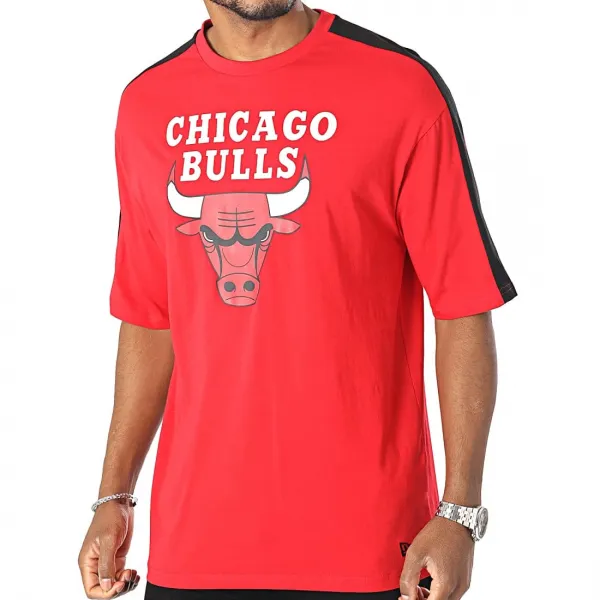 Camiseta Chicago Bulls New Era "color block oversized" - roja lateral