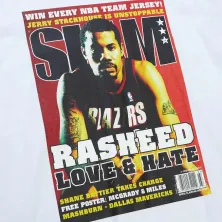 Camiseta Rasheed Wallace Slam Cover de Mitchell & Ness blanca detalle