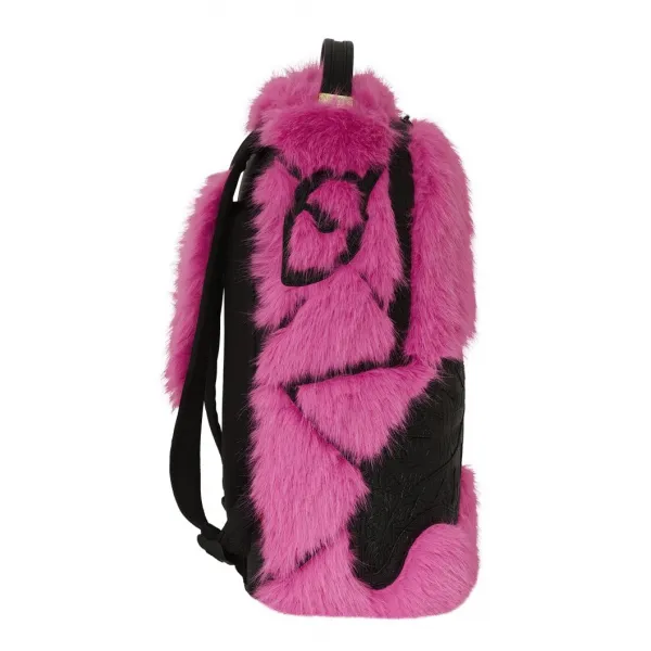 Mochila Sprayground A.I Pink Fur pelo rosa lado